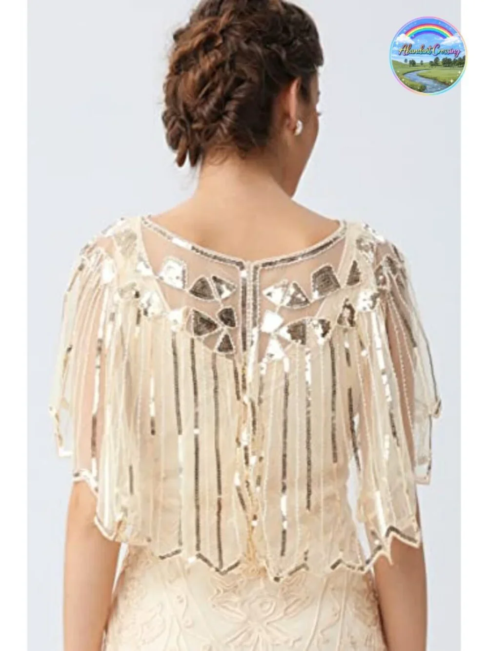 Sequin Beaded See-through Shawl Wrap Evening Cape Great Gatsby Wedding Party